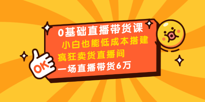 0基础直播带货课:小白也能低成本搭建疯狂卖货直播间:1场直播带货6万-聚富社