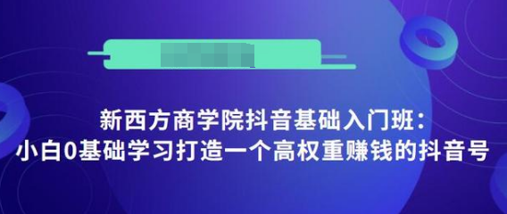 抖音基础入门班:小白0基础学习打造一个高权重赚钱的抖音号-聚富社