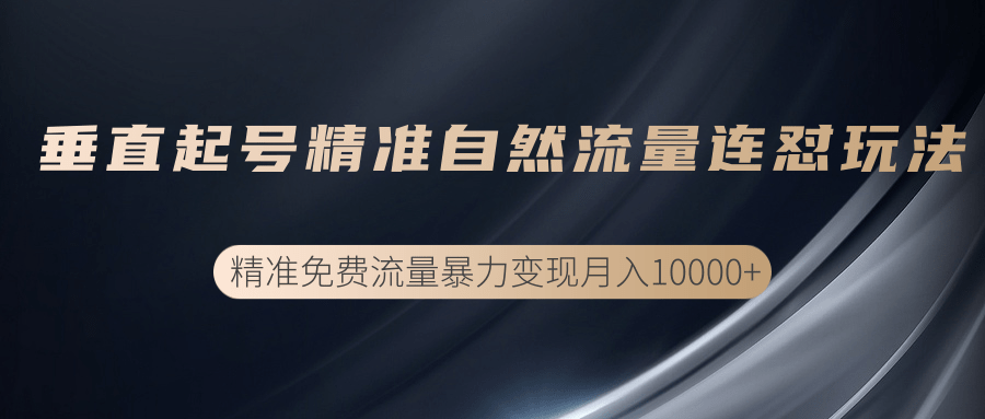 垂直起号精准自然流量连爆玩法,精准引流暴力变现月入10000+-聚富社