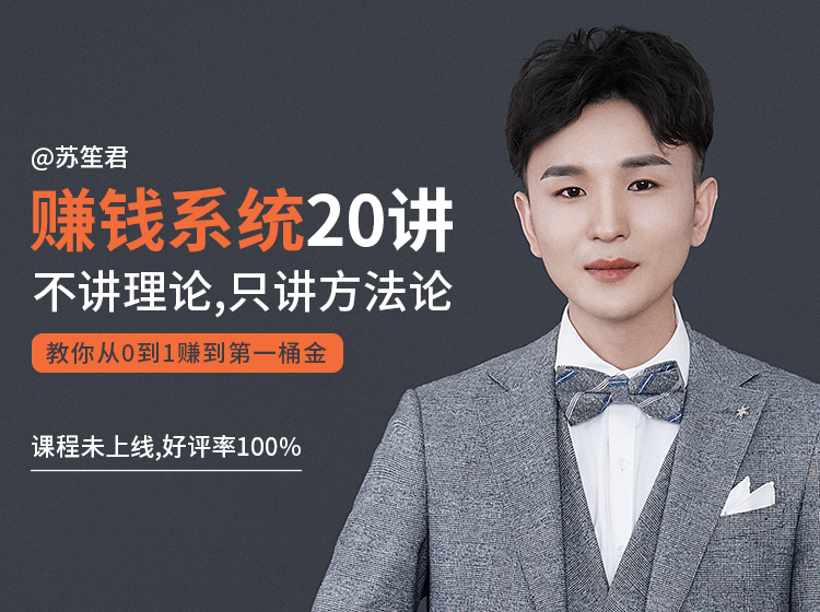 苏笙君的赚钱系统20课 教你从0到1赚到你的第一桶金(不讲理论,只讲方法论)-聚富社