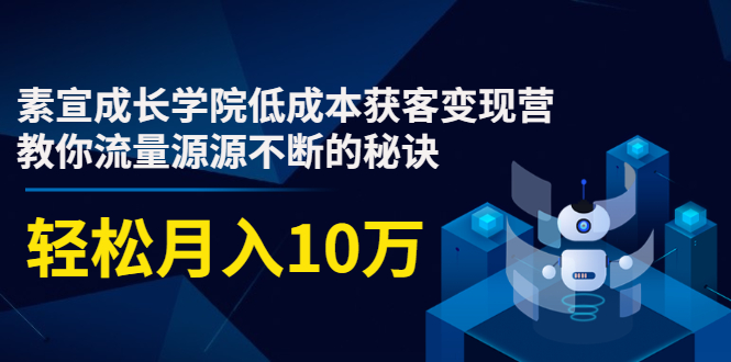 素宣成长学院低成本获客变现营,教你流量源源不断的秘诀,轻松月入10万-聚富社