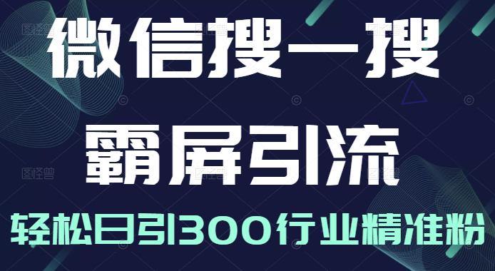 微信搜一搜霸屏引流课,打造被动精准引流系统,轻松日引300行业精准粉-聚富社