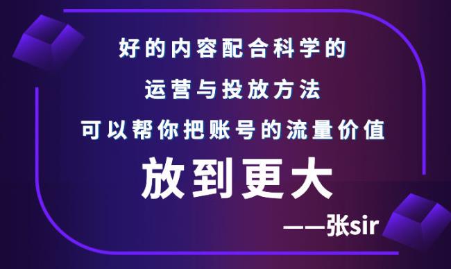 张sir账号流量增长课,告别海王流量,让你的流量更精准-聚富社