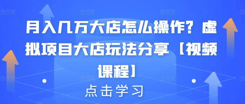 月入几万大店怎么操作?虚拟项目大店玩法分享【视频课程】-聚富社