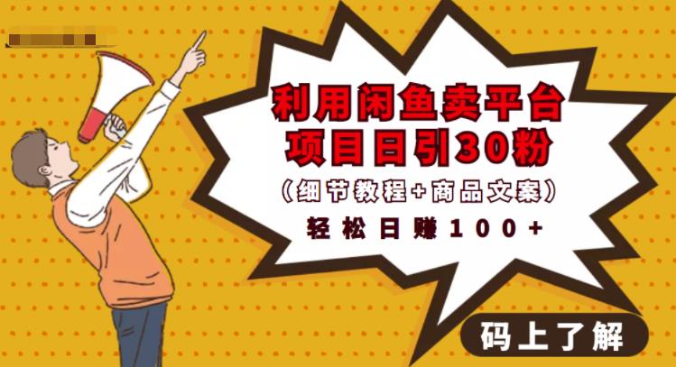 利用闲鱼卖平台项目课程资源日引流30+精准粉丝,轻松日赚100+,积累人脉可实现二次变-聚富社