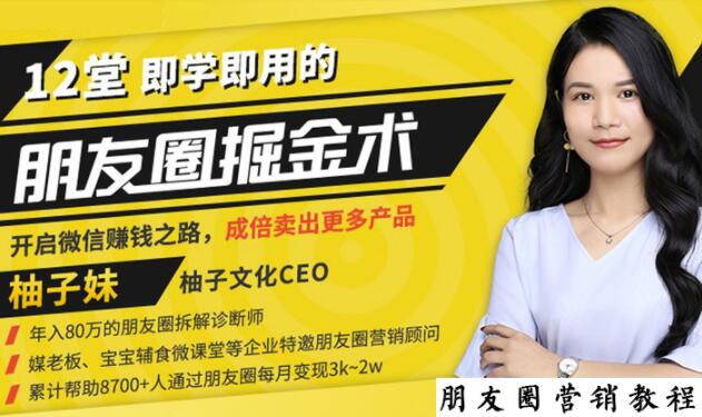 【营销必学】12堂学之即用的朋友圈掘金术:开启你的副业赚钱之路-聚富社