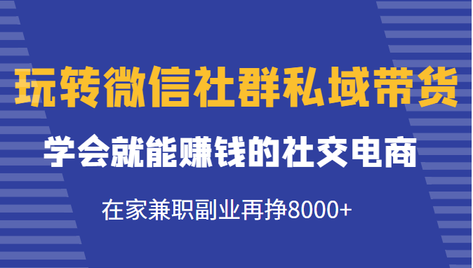 玩转微信社群私域带货,学会就能赚钱的社交电商,在家兼职副业再挣8000+-聚富社