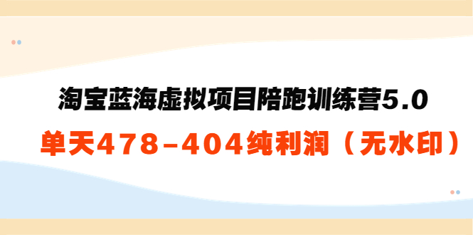 淘宝蓝海虚拟项目陪跑训练营5.0:单天478纯利润-聚富社