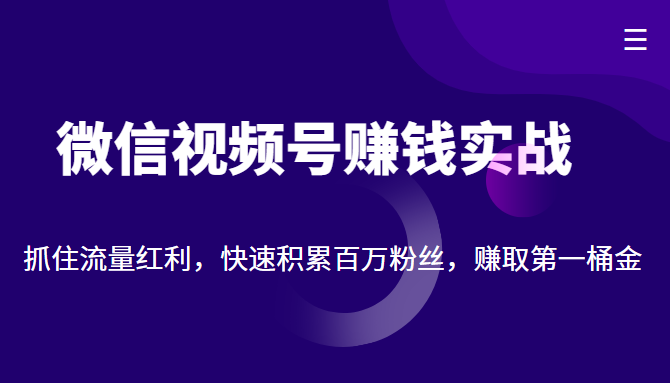 微信视频号赚钱实战:抓住流量红利,快速积累百万粉丝,赚取你的第一桶金-聚富社