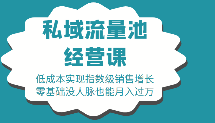 16堂私域流量池经营课:低成本实现指数级销售增长,零基础没人脉也能月入过万-聚富社