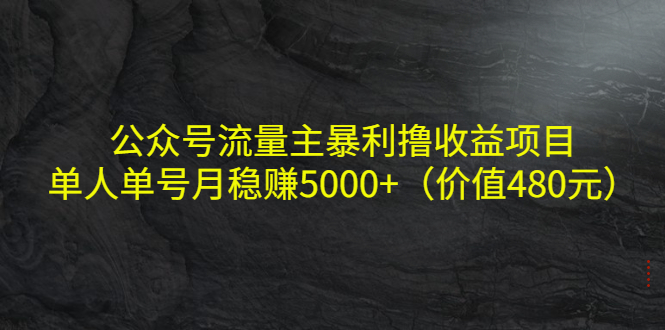 公众号流量主暴利撸收益项目,单人单号月稳赚5000+(价值480元)-聚富社