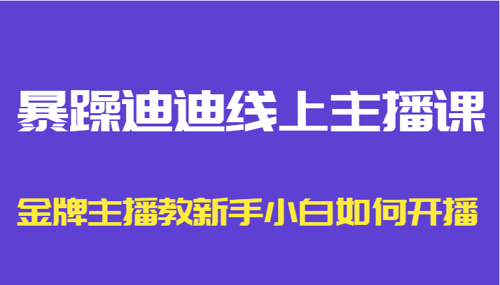 暴躁迪迪线上主播课,金牌主播教新手小白如何开播-聚富社
