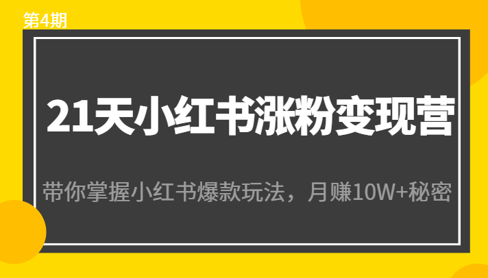 21天小红书涨粉变现营(第4期):带你掌握小红书爆款玩法,月赚10W+秘密-聚富社