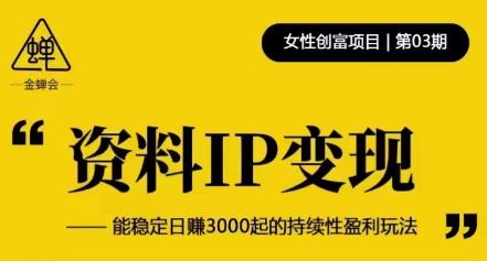 资料IP变现,能稳定日赚3000起的持续性盈利玩法-聚富社
