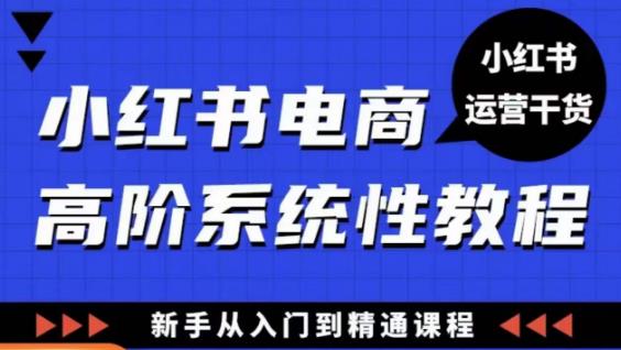 小红书电商高阶系统教程,新手从入门到精通系统课-聚富社