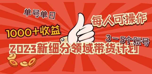 2023新细分领域带货计划:单号单日1000+收益不难,每人可操作3-5个账号-聚富社