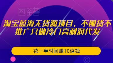 淘宝蓝海无货源项目，不囤货不推广只做冷门高利润代发，花一半时间赚10倍钱-聚富社