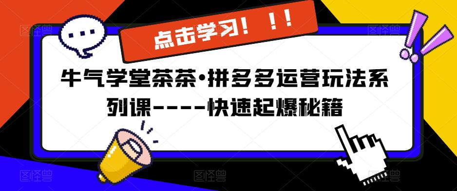 牛气学堂茶茶•拼多多运营玩法系列课—-快速起爆秘籍【更新】-聚富社