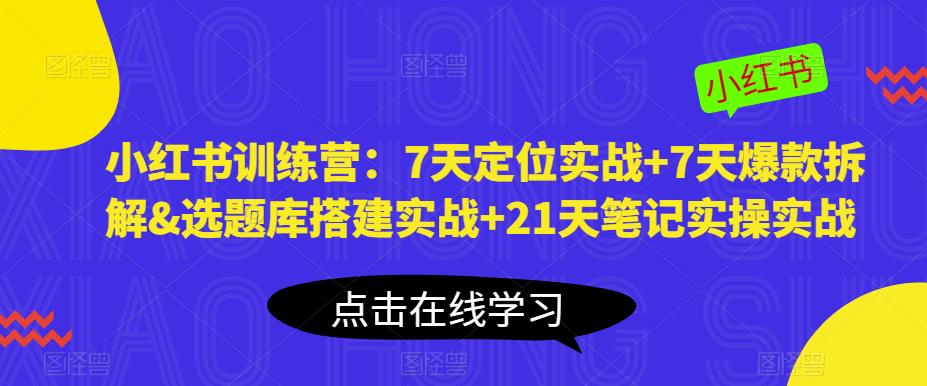 小红书训练营:7天定位实战+7天爆款拆解&选题库搭建实战+21天笔记实操实战-聚富社