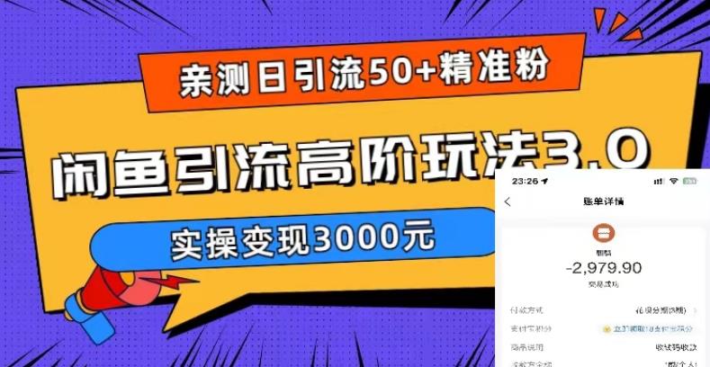 亲测日引50+精准粉,闲鱼引流高阶玩法3.0,实操变现3000元【揭秘】-聚富社