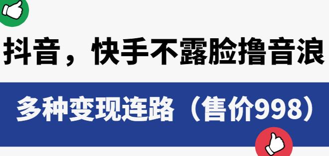 抖音快手不露脸撸音浪项目，多种变现连路（售价998）-聚富社