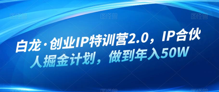 白龙·创业IP特训营2.0,IP合伙人掘金计划,做到年入50W-聚富社