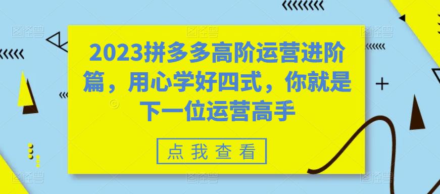 2023拼多多高阶运营进阶篇，用心学好四式，你就是下一位运营高手-聚富社
