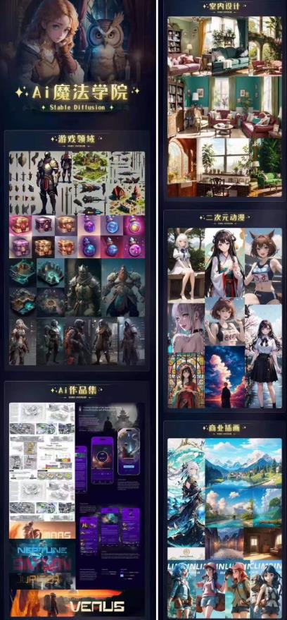 Ai魔法绘画 Stable Diffusion专业课高效辅助Ui/运营作品集0到精通系统课-聚富社