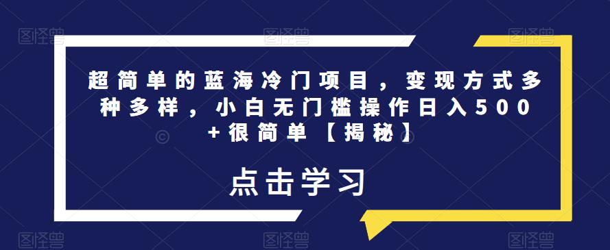 超简单的蓝海冷门项目,变现方式多种多样,小白无门槛操作日入500+很简单【揭秘】-聚富社