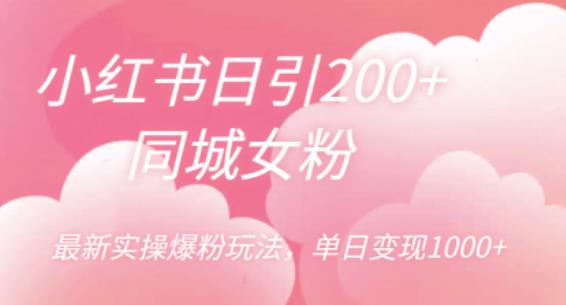 小红书日引200+同城女粉，最新实操爆粉玩法，单日变现1000+【揭秘】-聚富社