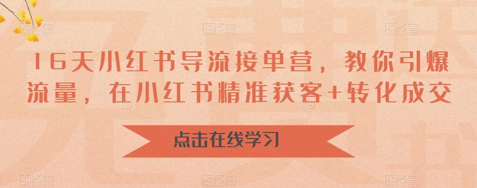 16天小红书导流接单营,教你引爆流量,在小红书精准获客+转化成交-聚富社