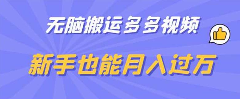 无脑搬运多多视频,新手也能月入过万【揭秘】-聚富社