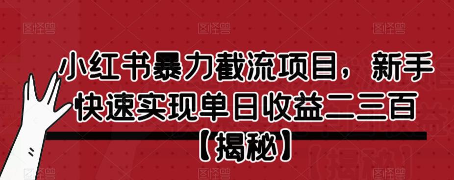 小红书暴力截流项目，新手快速实现单日收益二三百【仅揭秘】-聚富社