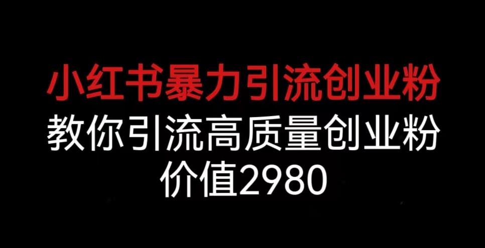 小红书暴力引流创业粉，教你引流高质量创业粉，价值2980【揭秘】-聚富社