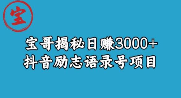 宝哥揭秘日赚3000+抖音励志语录号短视频变现项目-聚富社