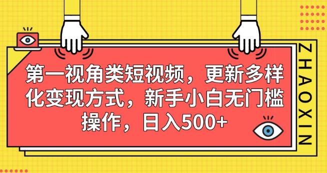 第一视角类短视频，更新多样化变现方式，新手小白无门槛操作，日入500+【揭秘】-聚富社