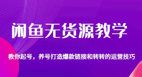 闲鱼无货源教学,教你起号,养号打造爆款链接以及转转的运营技巧-聚富社