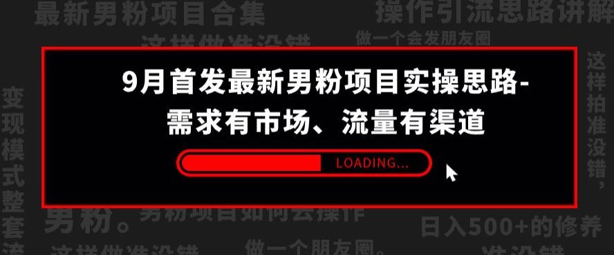 9月首发最新男粉项目实操思路-需求有市场，流量有渠道【揭秘】-聚富社