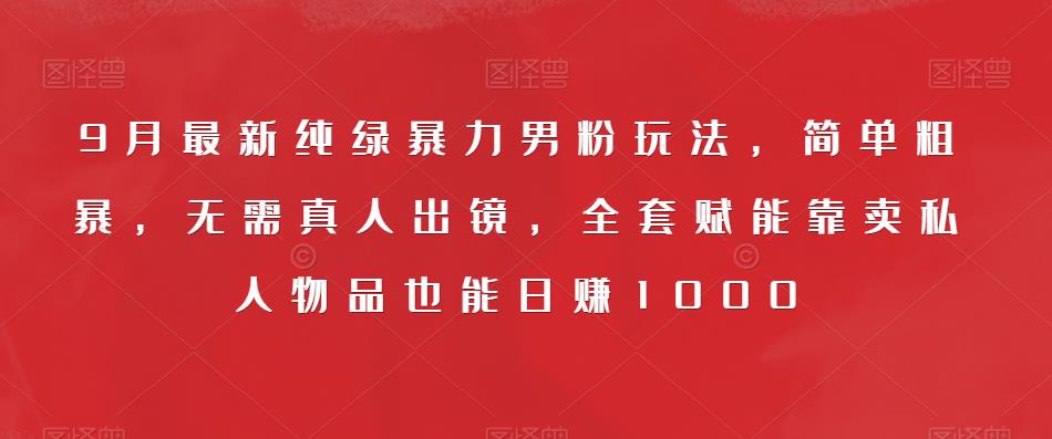 9月最新纯绿暴力男粉玩法,简单粗暴,无需真人出镜,全套赋能靠卖私人物品也能日赚1000-聚富社