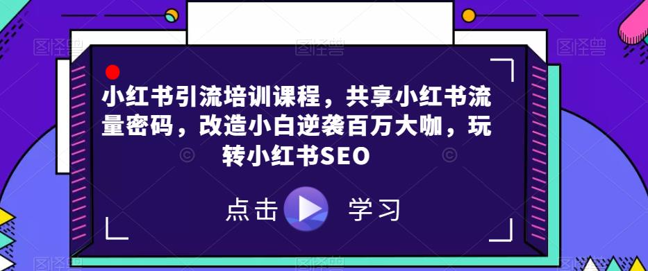 小红书引流培训课程,共享小红书流量密码,改造小白逆袭百万大咖,玩转小红书SEO-聚富社