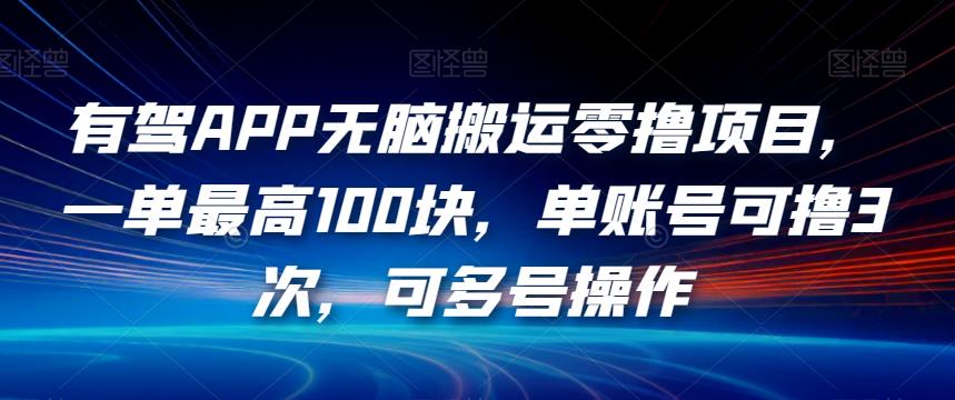 有驾APP无脑搬运零撸项目,一单最高100块,单账号可撸3次,可多号操作【揭秘】-聚富社
