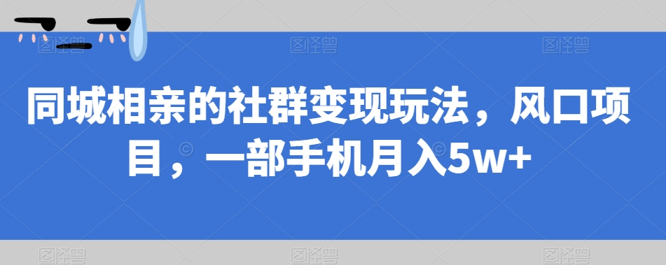 同城相亲的社群变现玩法,风口项目,一部手机月入5w+【揭秘】-聚富社