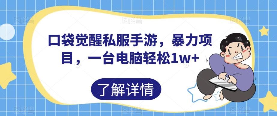 口袋觉醒私服手游,暴力项目,一台电脑轻松1w+【揭秘】-聚富社