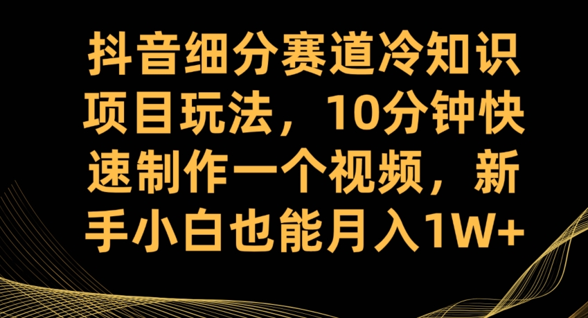 抖音细分赛道冷知识项目玩法，10分钟快速制作一个视频，新手小白也能月入1W+【揭秘】-聚富社
