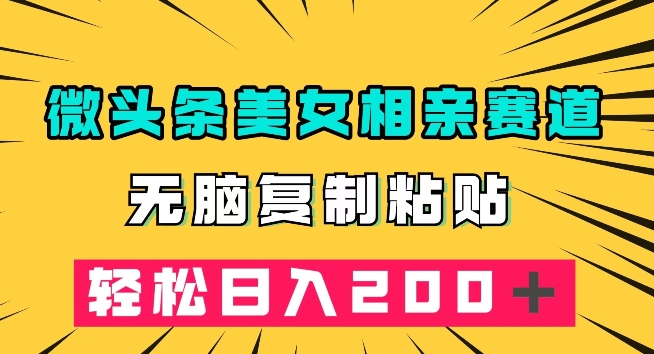 微头条冷门美女相亲赛道,无脑复制粘贴,轻松日入200+【揭秘】-聚富社