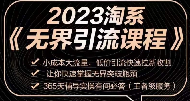 2023淘系无界引流实操课程，​小成本大流量，低价引流快速拉新收割，让你快速掌握无界突破瓶颈-聚富社