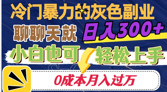 冷门暴利的副业项目，聊聊天就能日入300+，0成本月入过万【揭秘】-聚富社