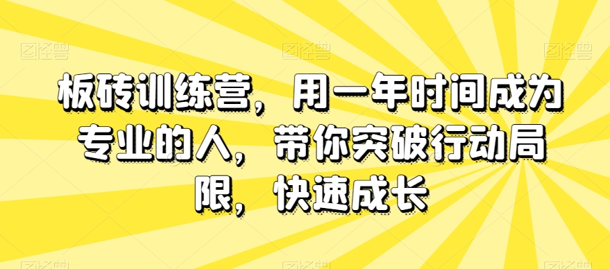板砖训练营,用一年时间成为专业的人,带你突破行动局限,快速成长-聚富社