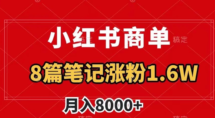 小红书商单最新玩法,8篇笔记涨粉1.6w,作品制作简单,月入8000+【揭秘】-聚富社