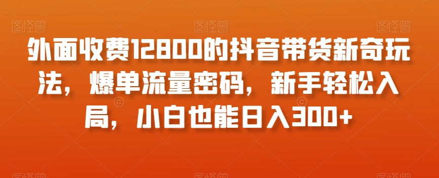外面收费12800的抖音带货新奇玩法,爆单流量密码,新手轻松入局,小白也能日入300+【揭秘】-聚富社